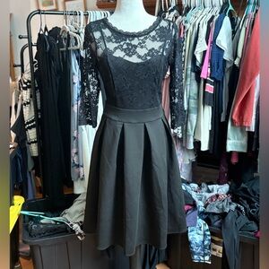 Chic Black Lace Long Sleeve Dress